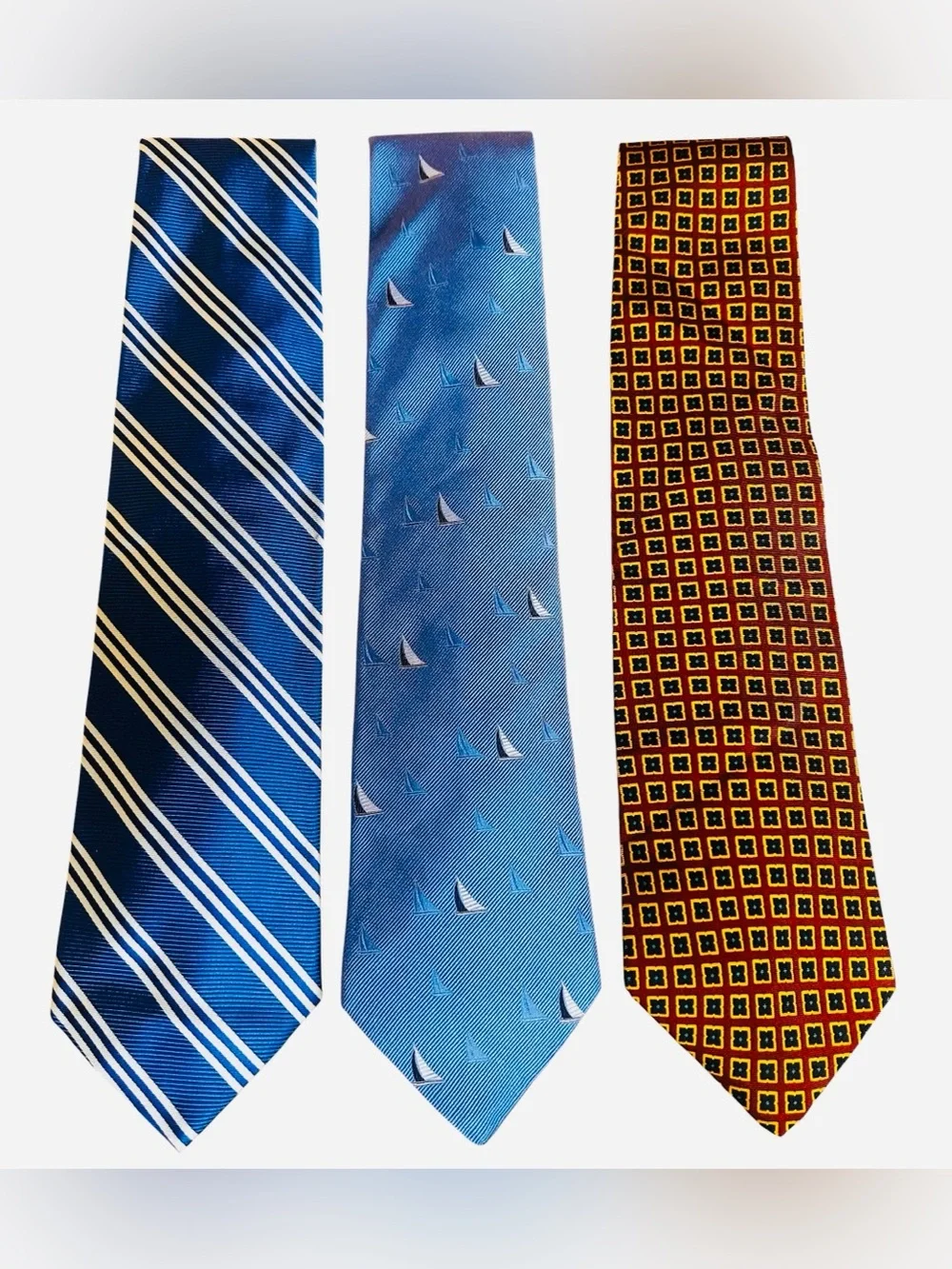 Lot of 3 BROOKS BROTHERS MAKERS Silk Necktie Ties Stripes Texture Blue New